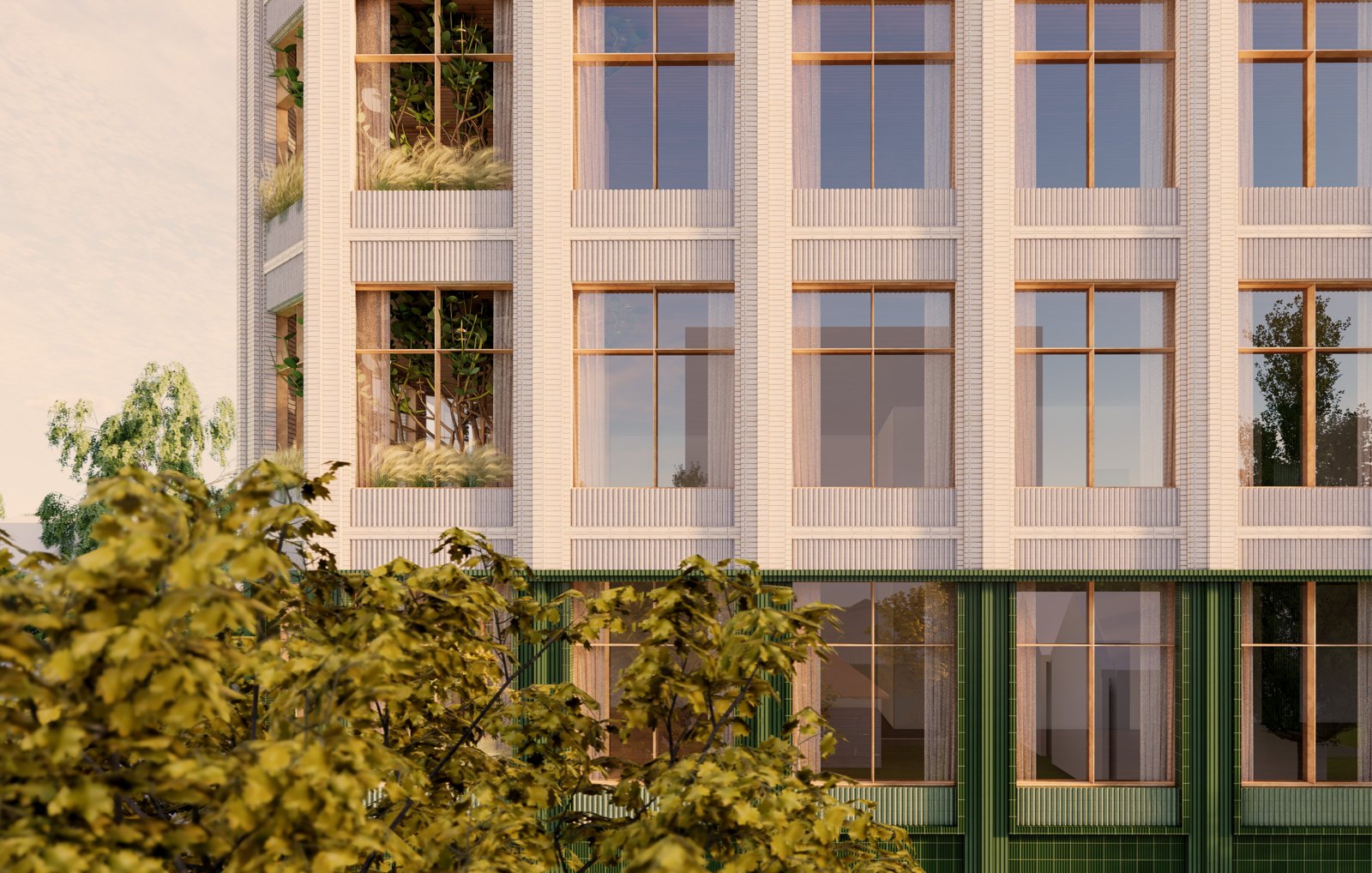 Street-level building rendering